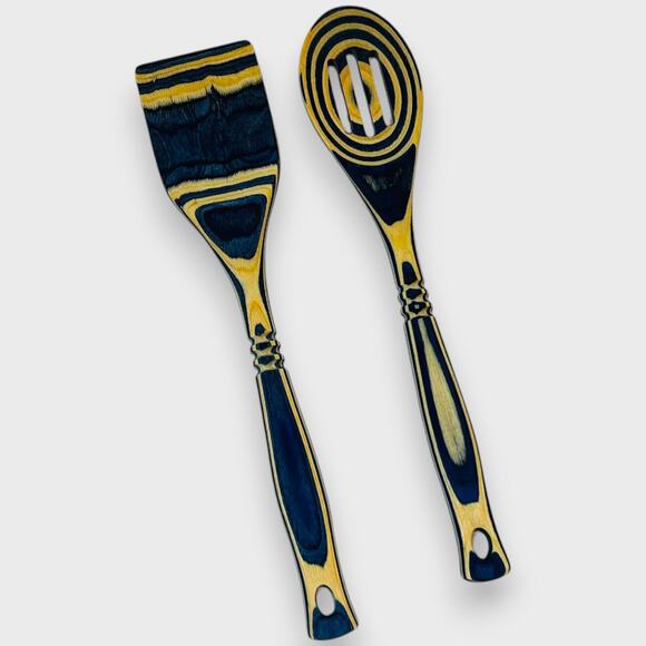 Spatula and Slotted Spoon Pakkawood Cobalt 12" Island Bamboo - Picture 1 of 5